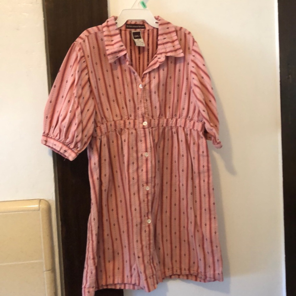 Pink tea collection button down dress